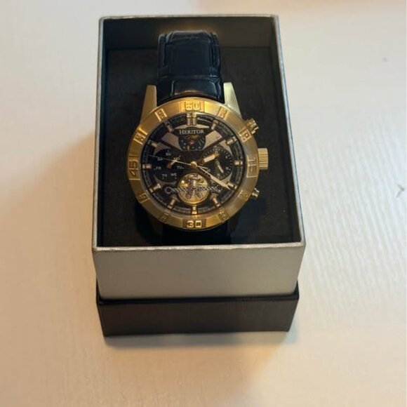 Authentic Heritor 44mm Automatic Hannibal Semi-Skeleton Leather-Band Watch - Picture 8 of 9